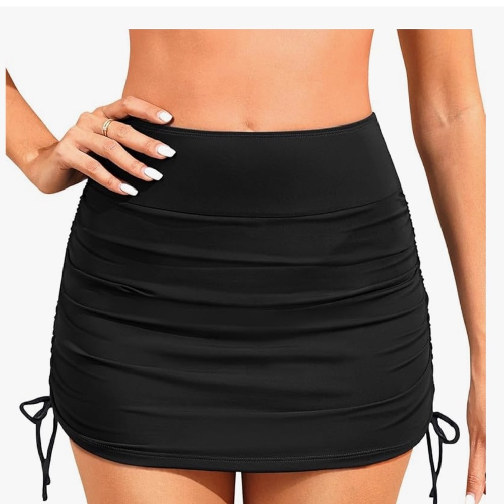 Black High-Waisted Bikini Skirt